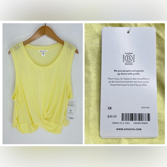 Athleta NWT Breezy Twist Tank Top Size 3X Yellow Lightweight NEW Athleisure - Picture 1 of 14